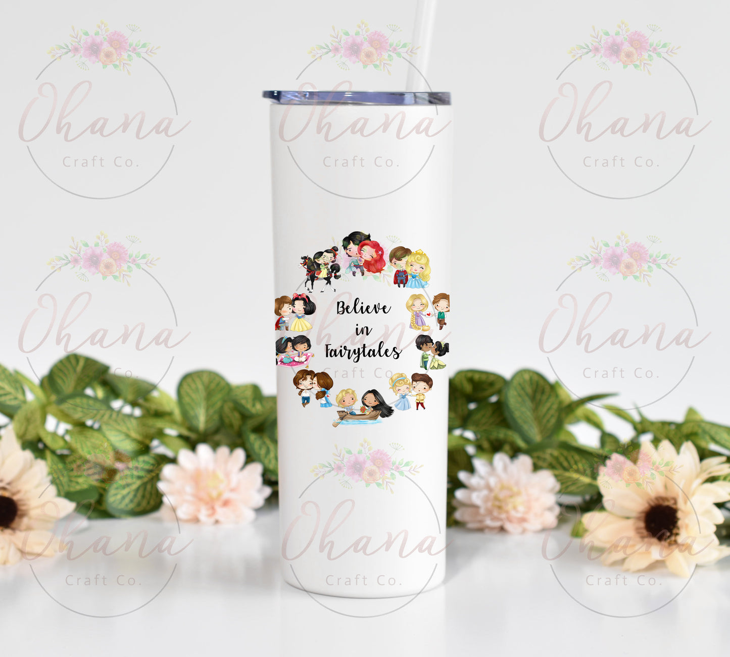 Believe in Fairytales Princess 20 oz Tumbler with Straw