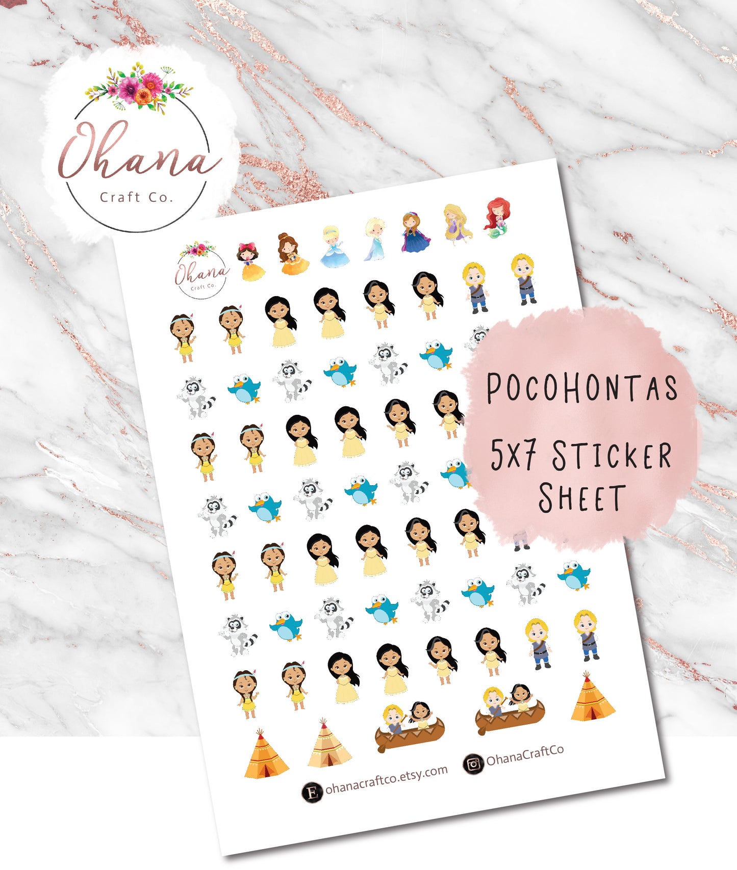 Pocahontas Planner Stickers ~ Magically Inspired | Life Planner | EC | Erin Condren | Happy | Disc | Ring | Pocket | Journal | Personal |