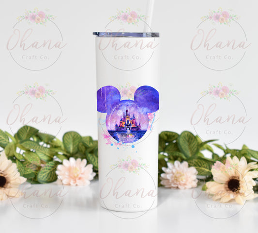 Watercolor Mouse Magic Park Castle 20 oz Tumbler with Straw