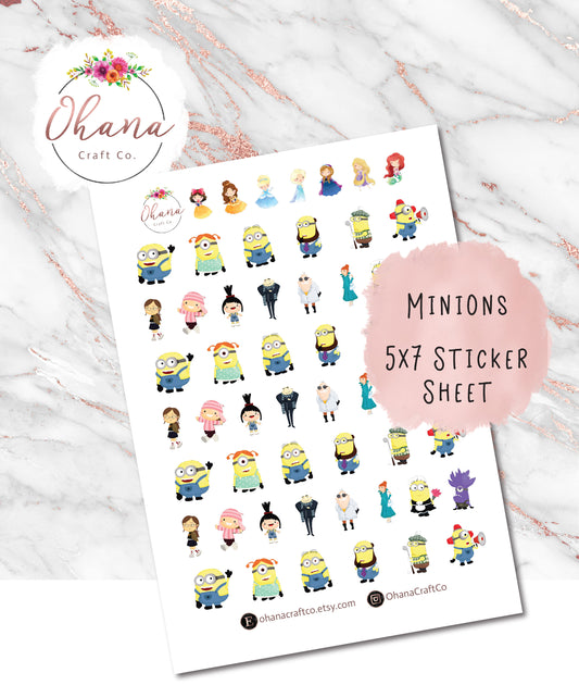 Minions Planner Stickers | Life Planner | EC | Erin Condren | Happy | Disc | Personal | Pocket | Decorative | Character | Movie | Funny |