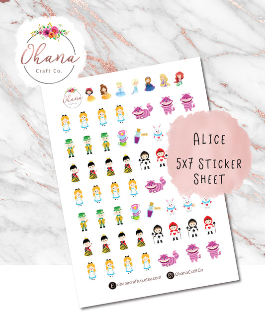 Alice in Wonderland Planner Stickers ~ Magically Inspired | Life Planner | EC | Erin Condren | Limelife | Pocket | Personal | Character