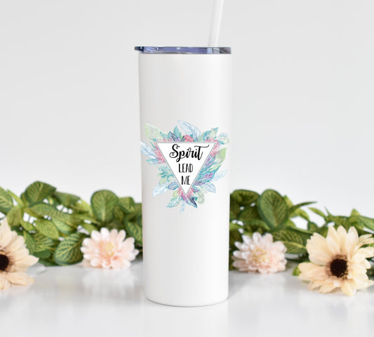 Spirit Lead Me Feather Scripture 20 oz Tumbler with Straw