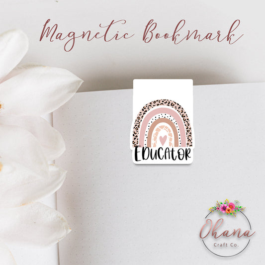 Educator Pastel Boho Rainbow Magnetic Bookmark