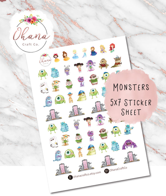 Monsters Themed Planner Stickers ~ Magically Inspired | Life Planner | EC | Erin Condren | Limelife | Happy | Disc | Hobo | Boo | Pocket |