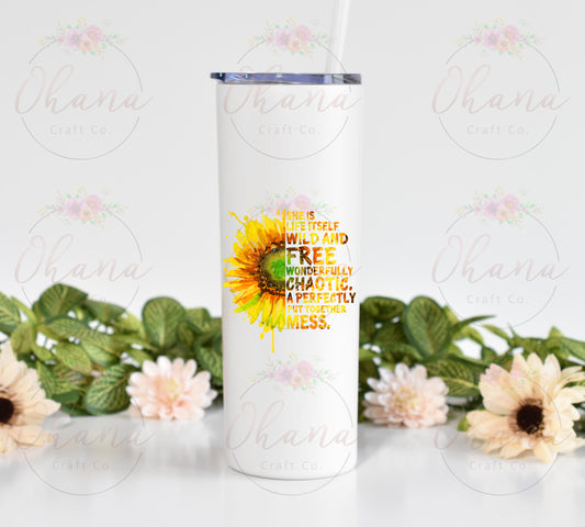 Sunflower Wild & Free Quote 20 oz Tumbler with Straw