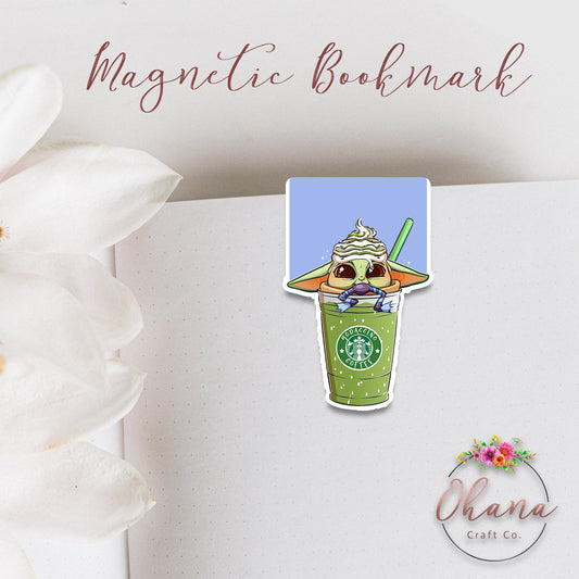 Baby Yoda Coffee Cup Inspired Magnetic Bookmark
