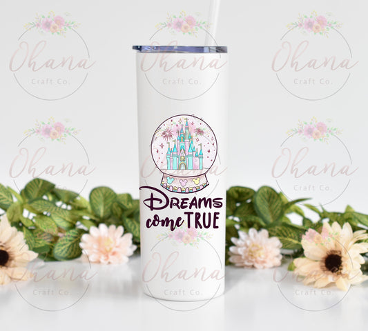 Dreams Come True Castle Pastel Watercolor 20 oz Tumbler with Straw
