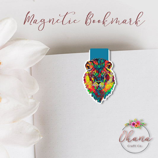 Bold Colorful Lion Magnetic Bookmark