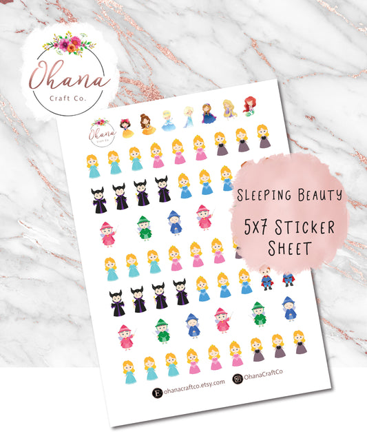 Sleeping Beauty Planner Stickers ~ Magically Inspired  | Life Planner | EC | Erin Condren | Disc | Ring | Happy | Personal | Pocket | Hobo |